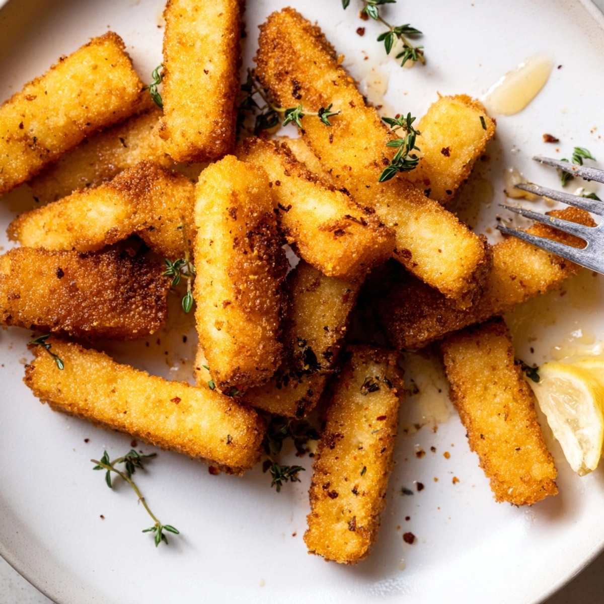 Salty and sweet Halloumi Fries recipe: fried cheese sticks coated in honey.