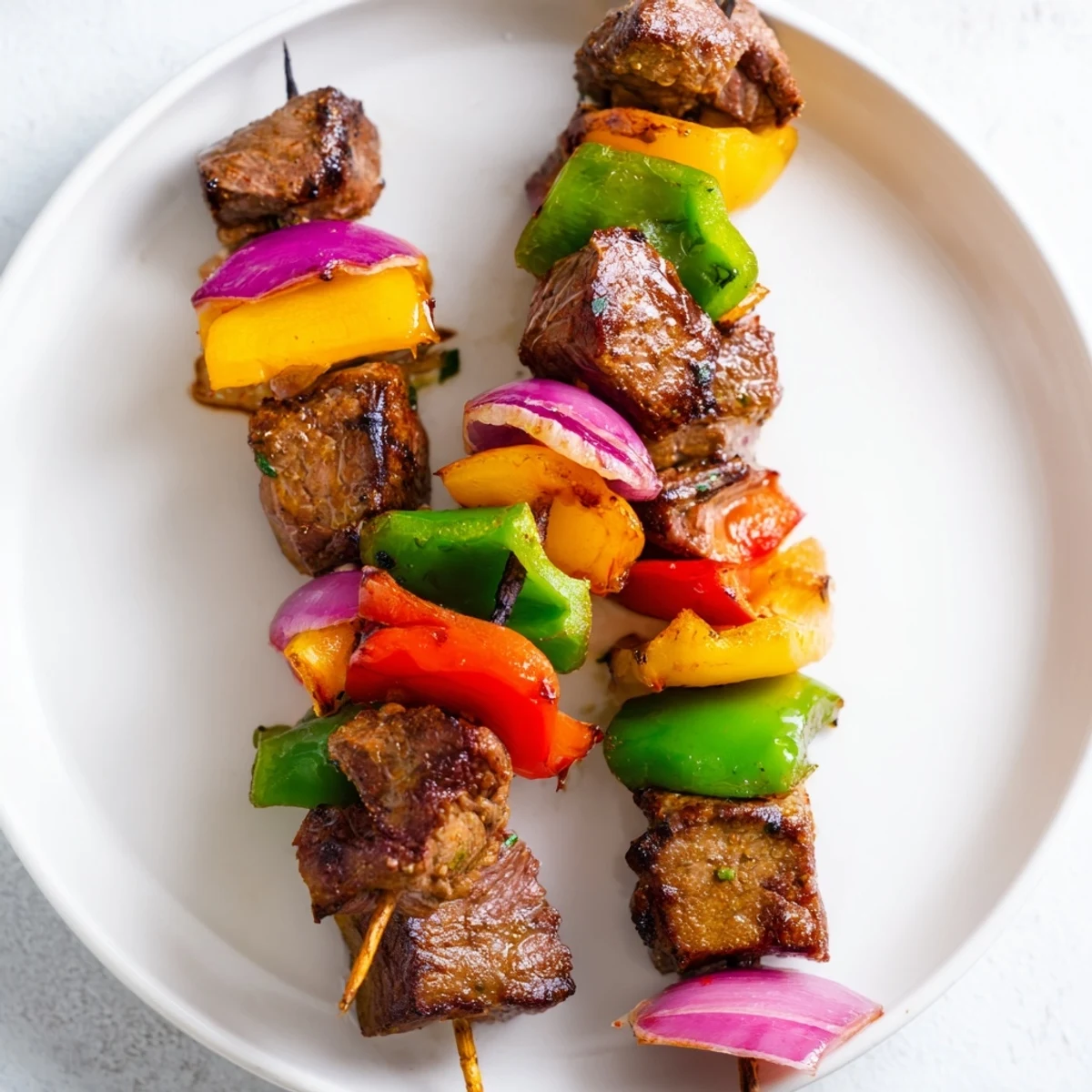 Grilled beef kebabs with colorful bell peppers are a delicious and easy Mediterranean meal.