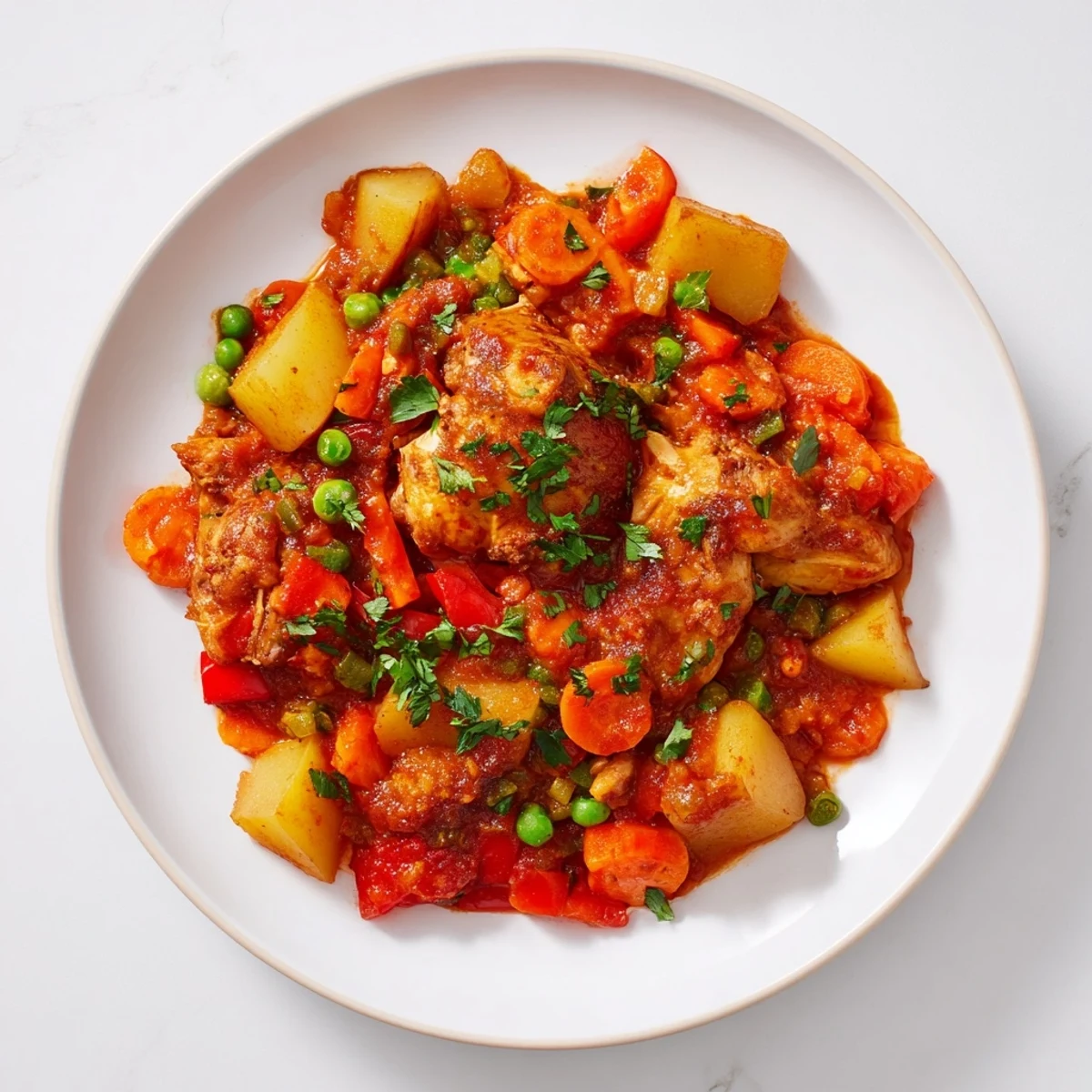 Hearty Spiced Aroma stew, glistening with spices and herbs; imagine the rich flavors and aromas.