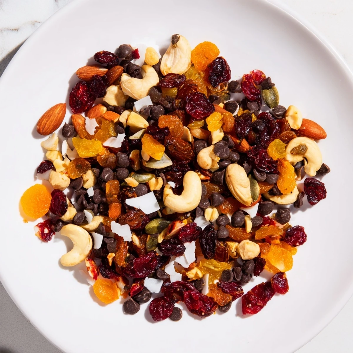 Vibrant Cranberry Dried Snack Mix, a colorful blend of sweet cranberries, nuts, and crunchy seeds.
