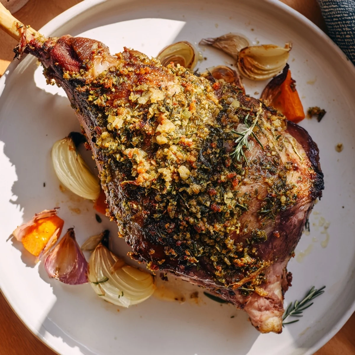 Juicy Herb Roasted Turkey Legs, roasted with flavorful herbs, beautifully presented for a festive dinner.