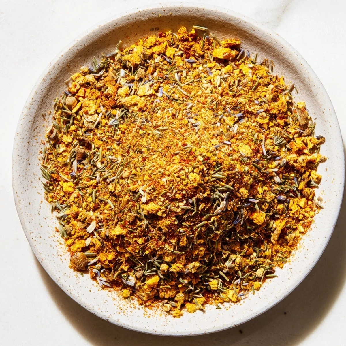 Close-up of golden Savory Note seasoning, ready to enhance the flavor of roasted vegetables.