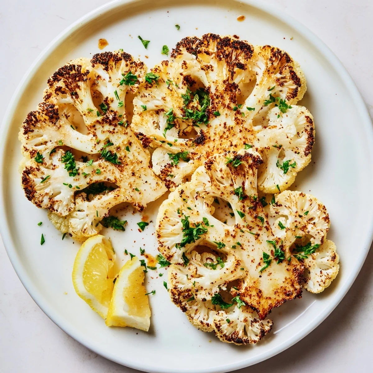 Crispy edges on these flavorful Roasted Cauliflower Steaks, roasted to tender perfection.