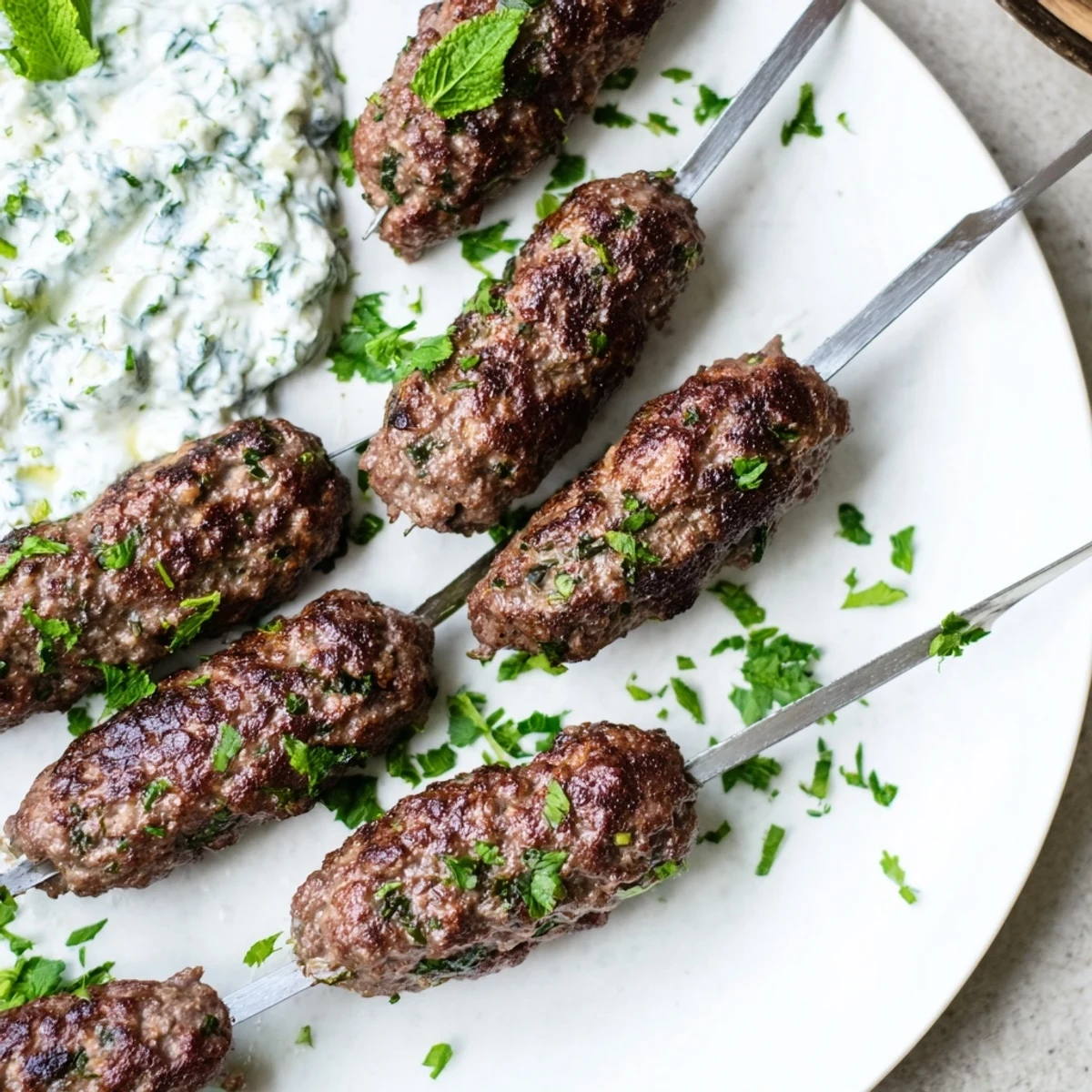 Beef Kofta with Cucumber Sauce