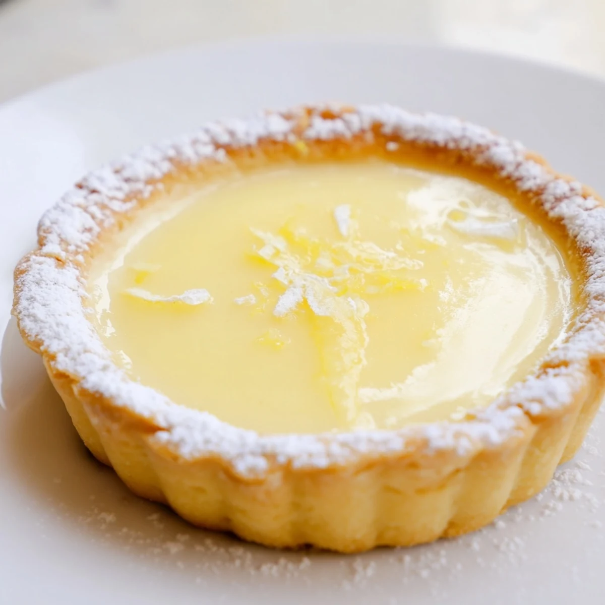 Freshly baked Lemon Tart: A buttery, golden pastry holds a vibrant lemon curd, ready to be enjoyed.