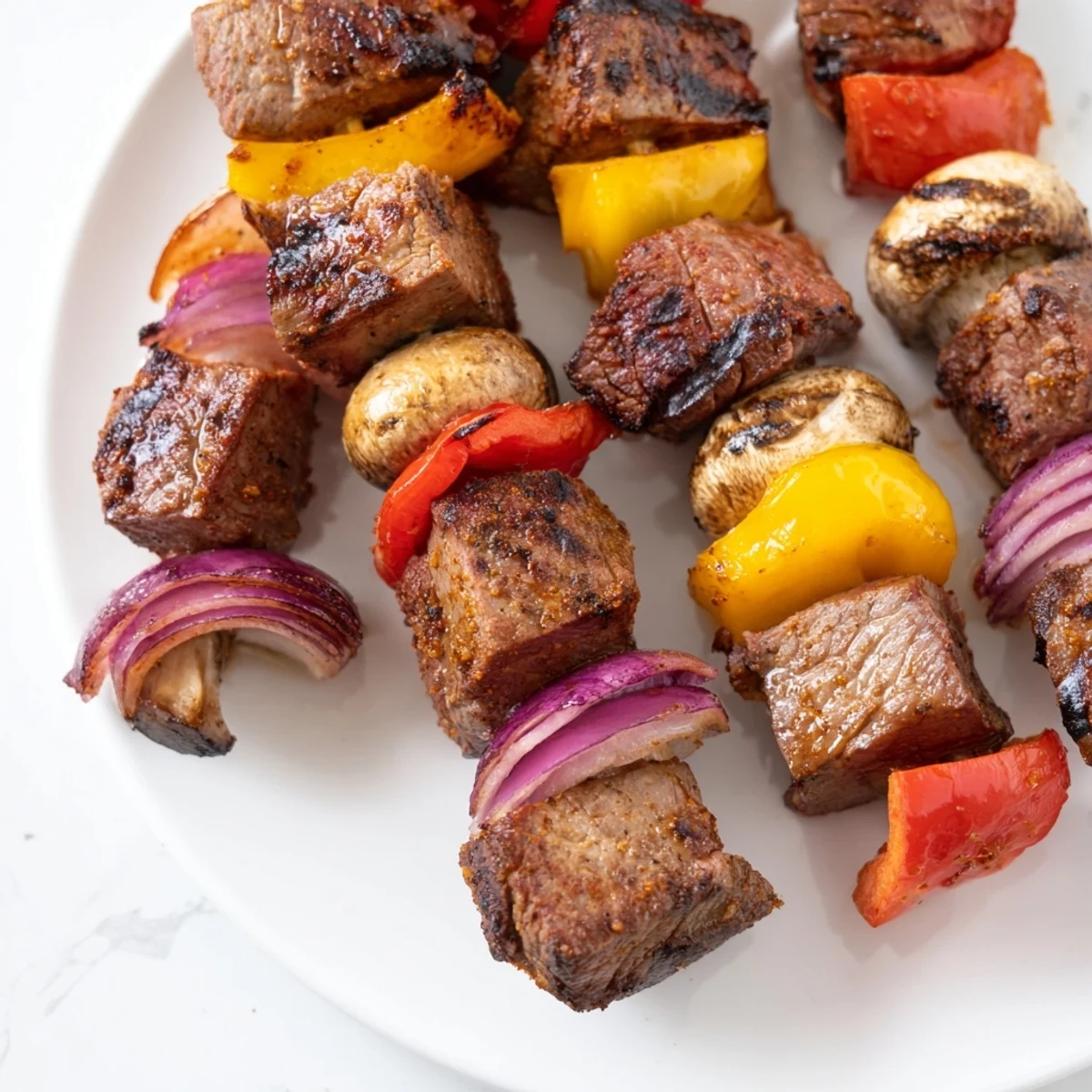 Deliciously grilled Beef Kebabs featuring tender beef and colorful vegetables, a summer grilling favorite.
