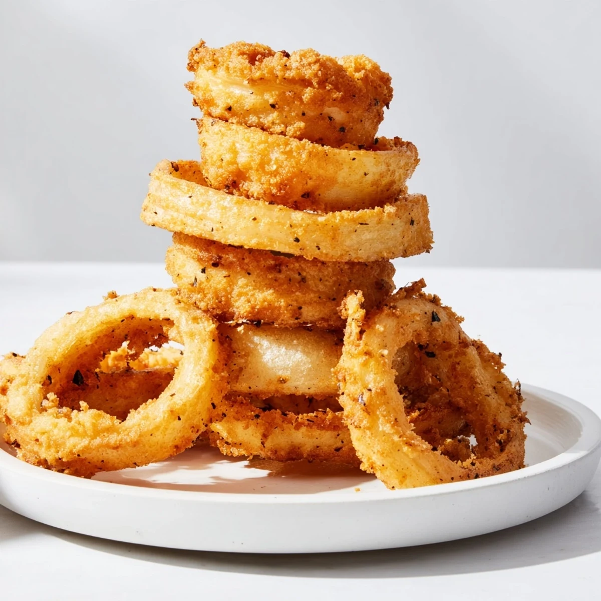 Golden-brown, crispy onion rings ready to be dipped and enjoyed as the perfect appetizer.