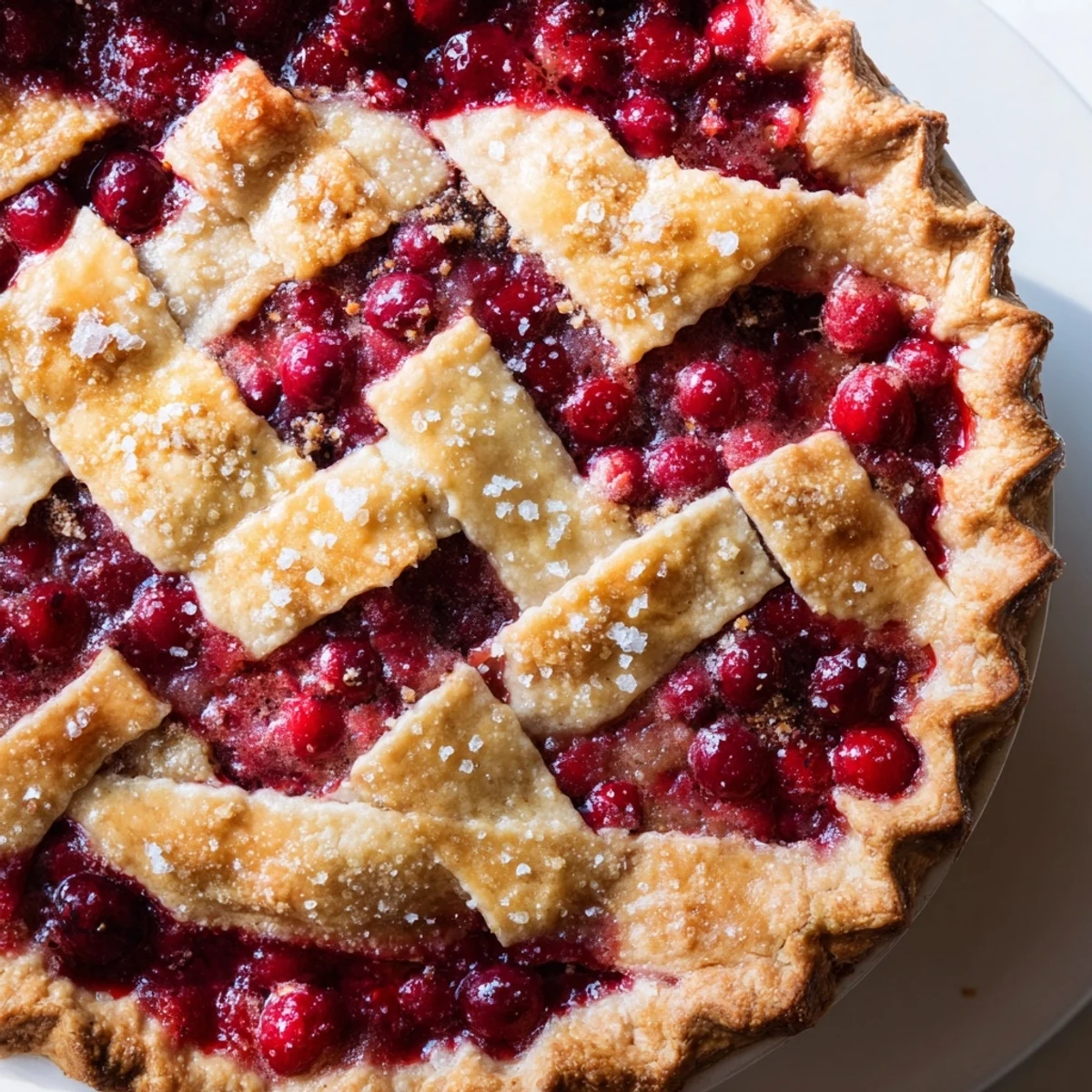 Fresh from the oven, this glistening cranberry pie offers a taste of tart cranberries and sweet moments.