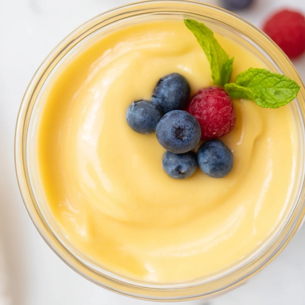 Smooth, vanilla-infused Delight Creamy dessert, chilled until firm, ready to be enjoyed as a treat.