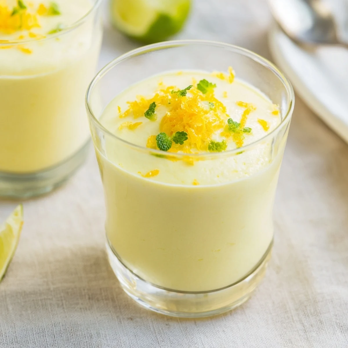 A close-up of a smooth, airy Scent Lemon dessert, a delicious citrus treat.