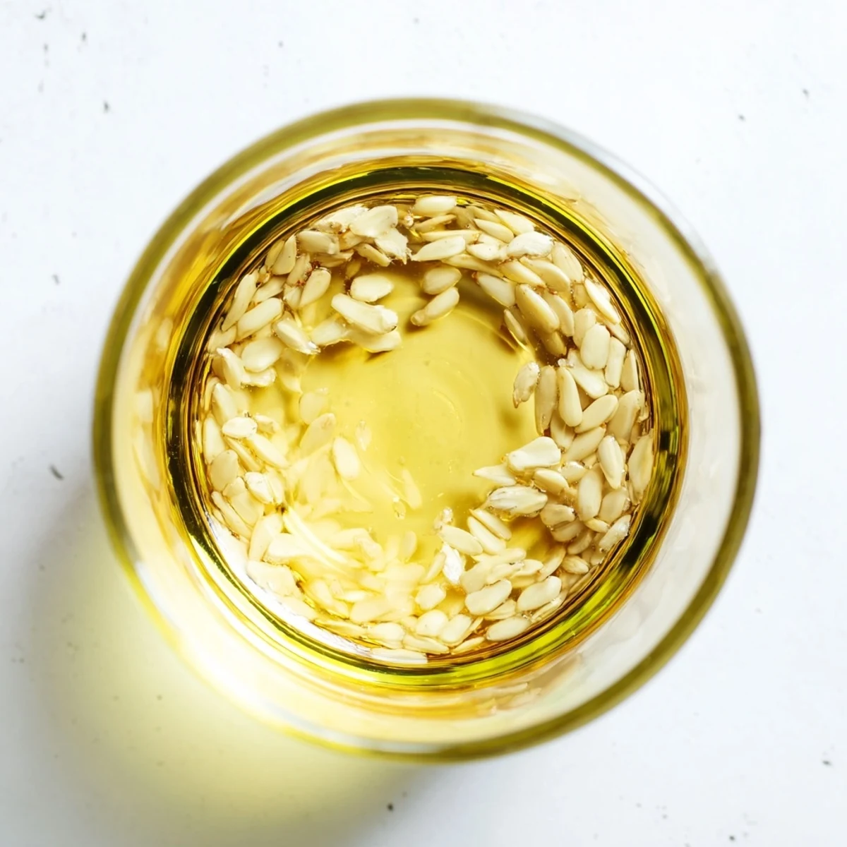 Fragrant Scent Garlic glistens in a glass jar, perfect for drizzling on pasta or salads.