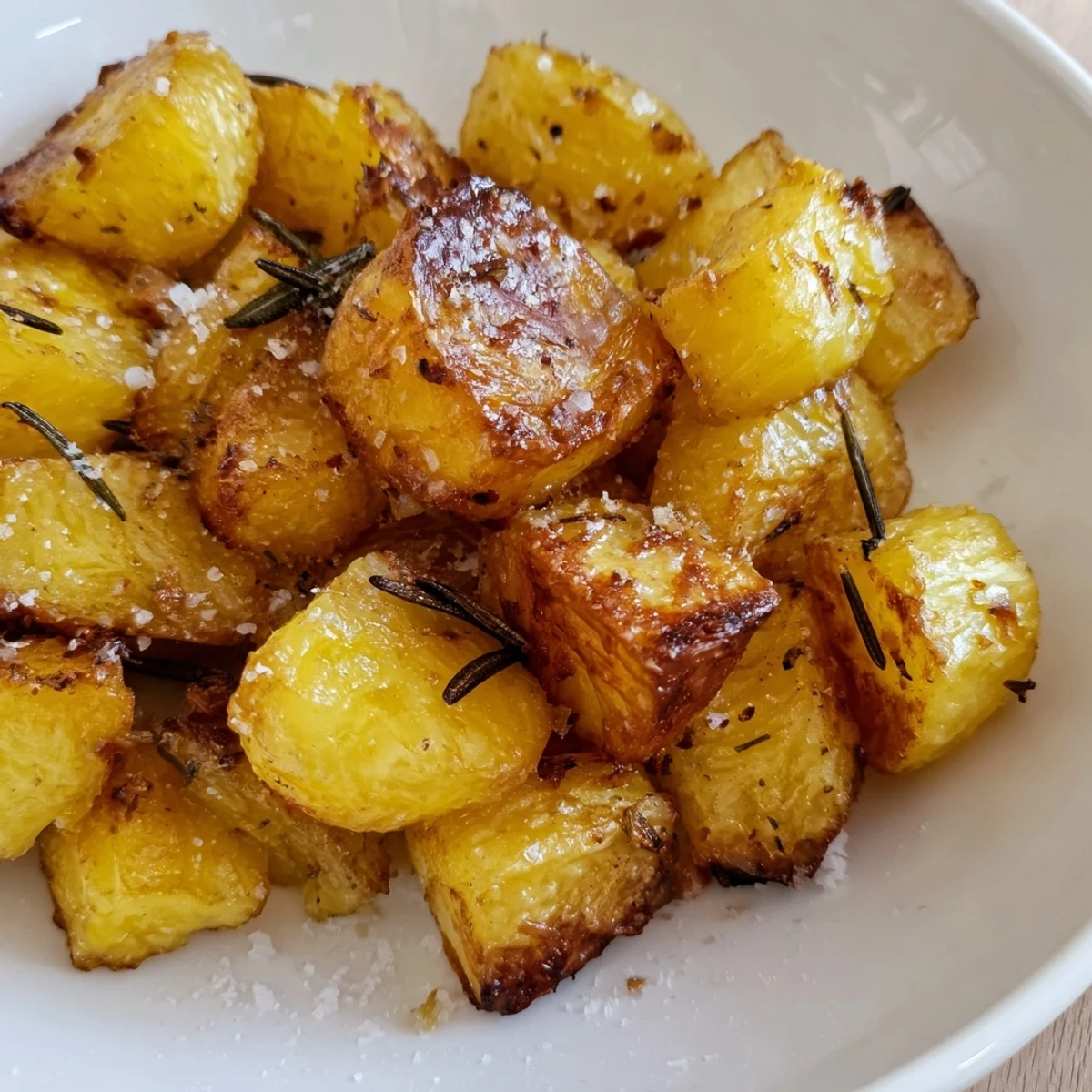 These golden roast potatoes are perfectly cooked, with a fluffy inside and irresistible crunch.