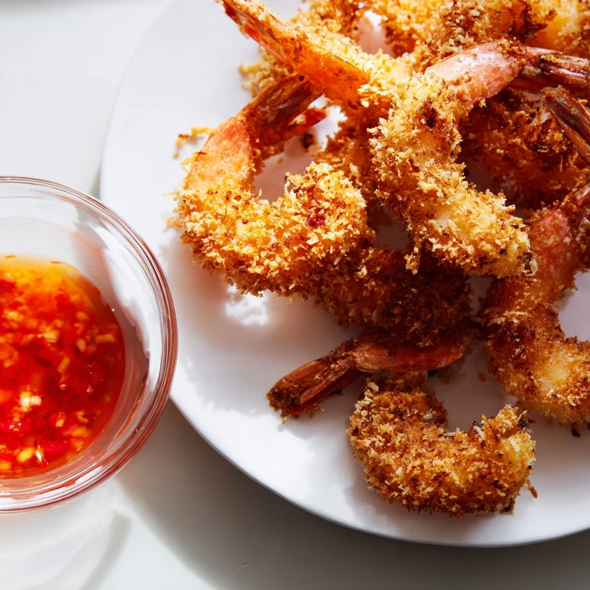 Freshly fried crispy prawns with chilli dip—the perfect appetizer, bursting with Asian flavors.