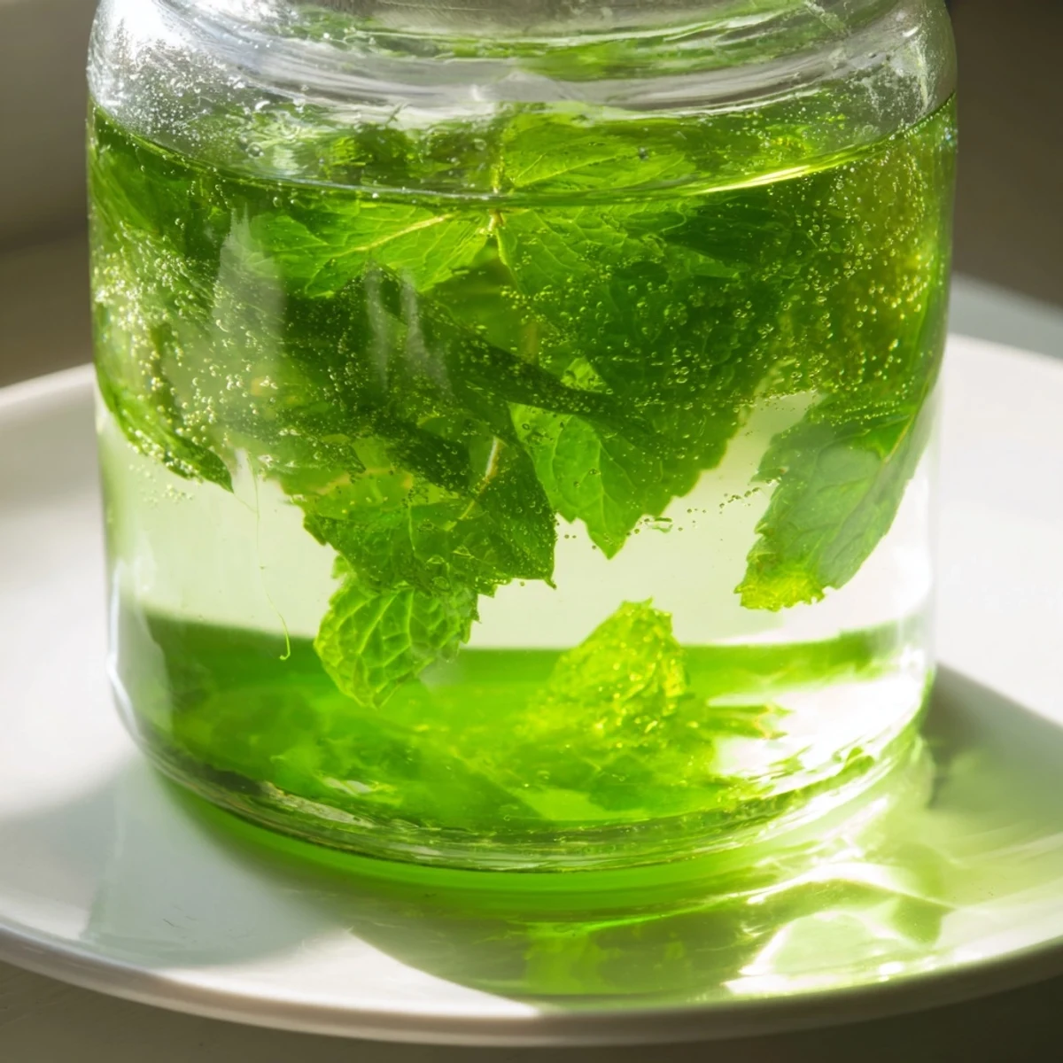 Homemade peppermint syrup, fragrant and cooling, perfect for your favorite summer cocktails.