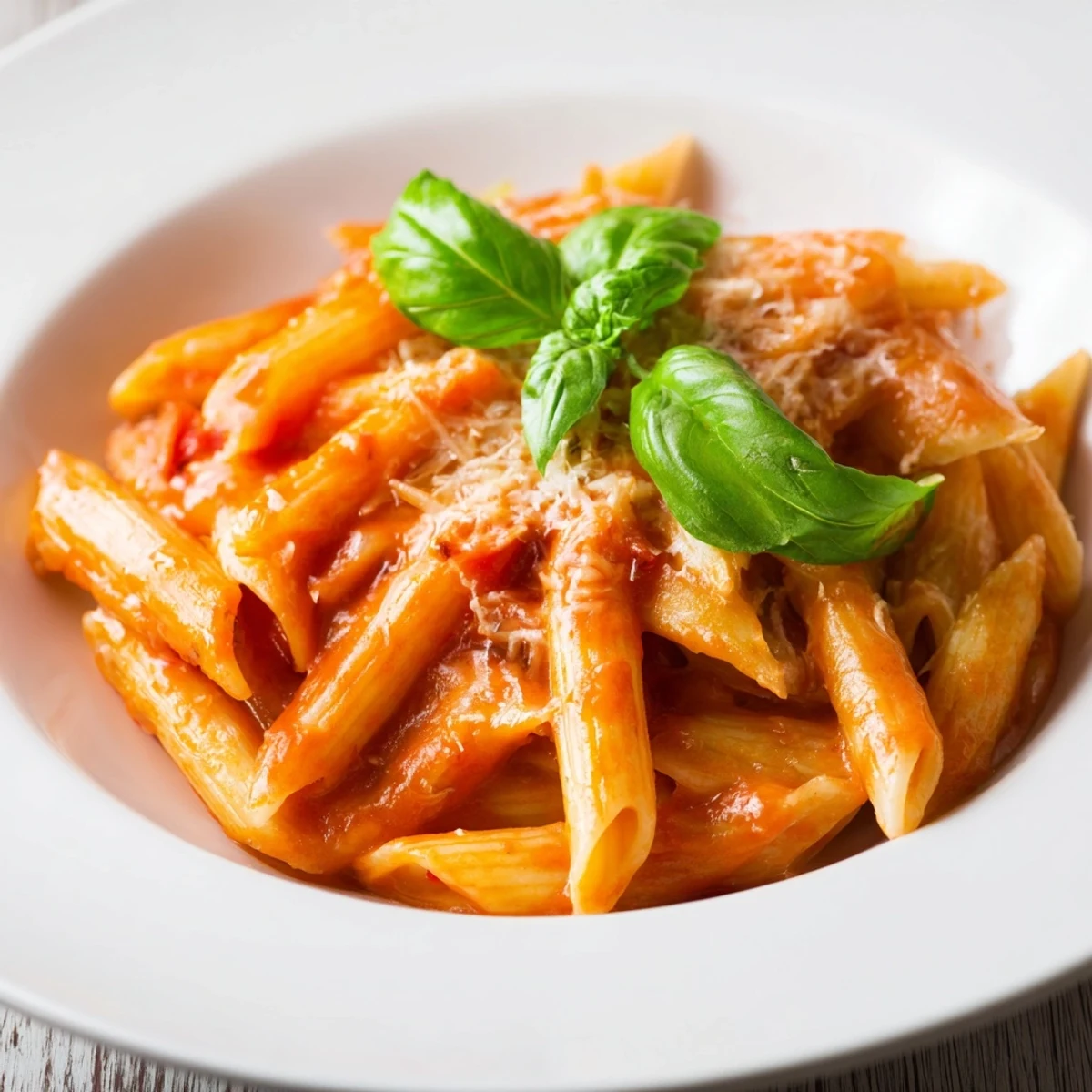Creamy tomato pasta with vibrant basil, a comforting Italian dinner ready in under an hour.
