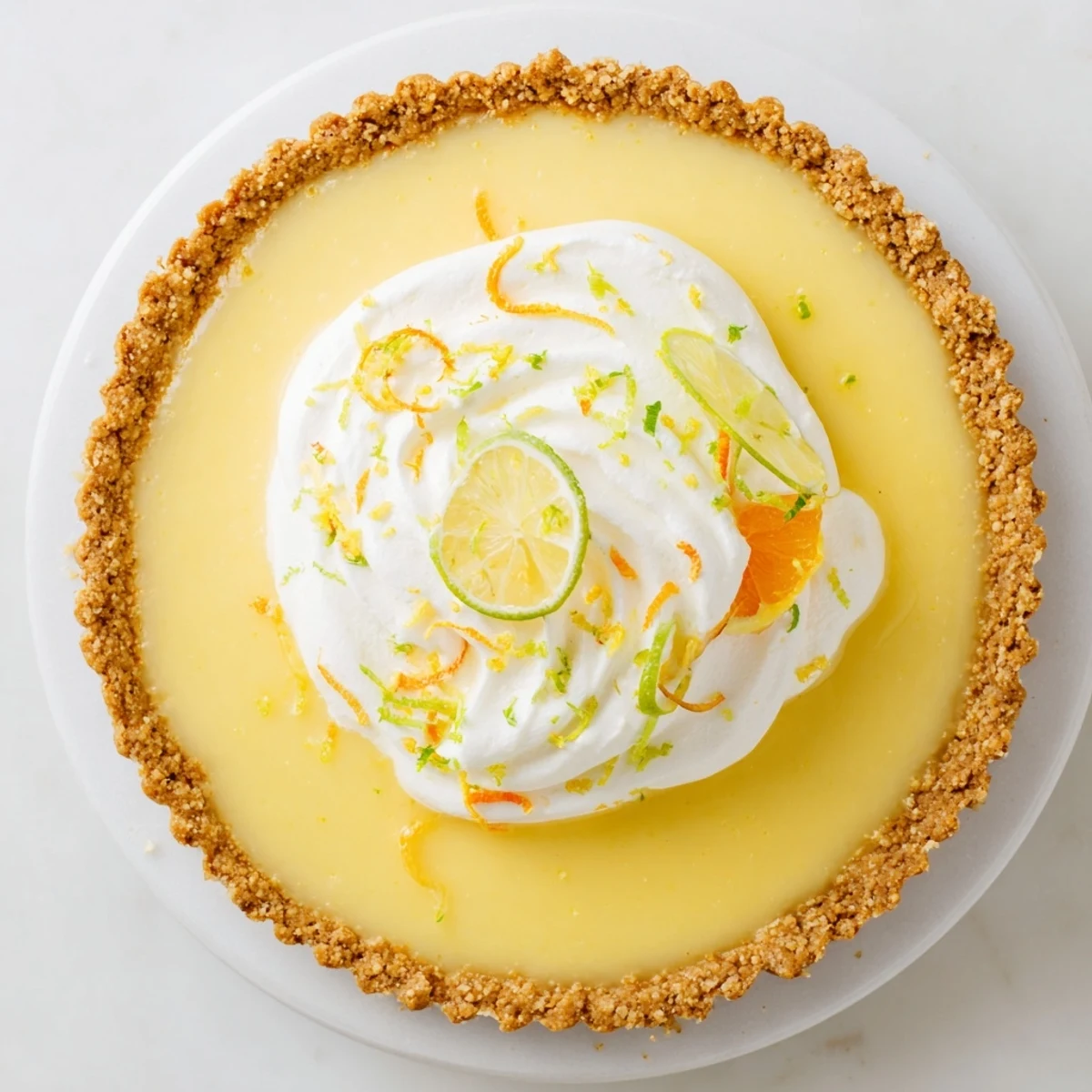 Golden-crusted Citrus Tart, filled with a creamy citrus custard and garnished with fresh slices.
