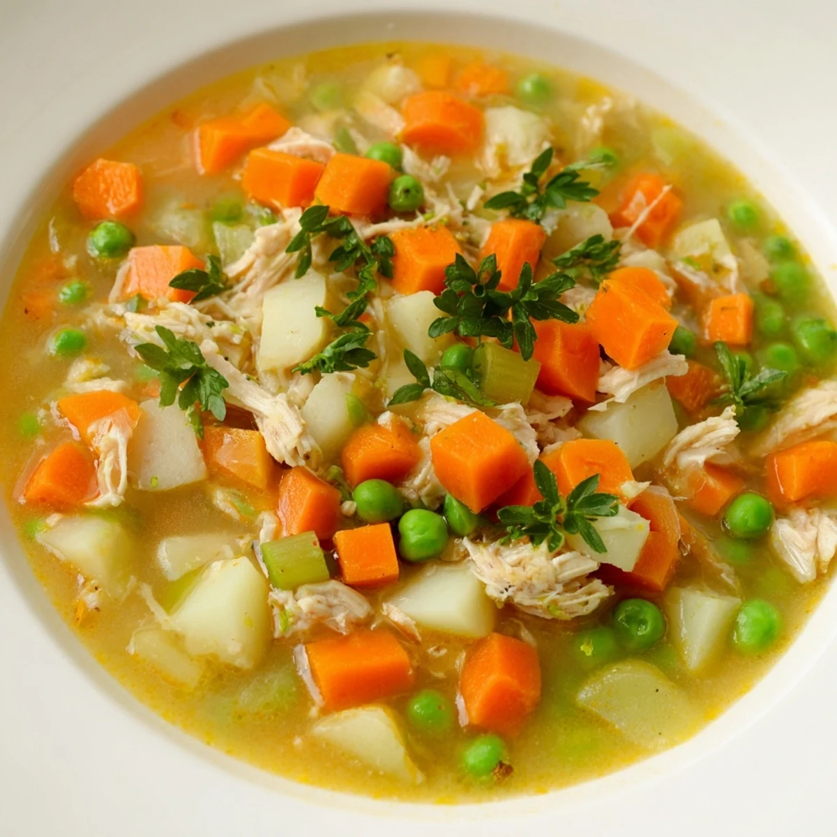 Warm and savory Hearty Chicken Soup, a homemade classic, perfect for a cozy, comforting dinner.