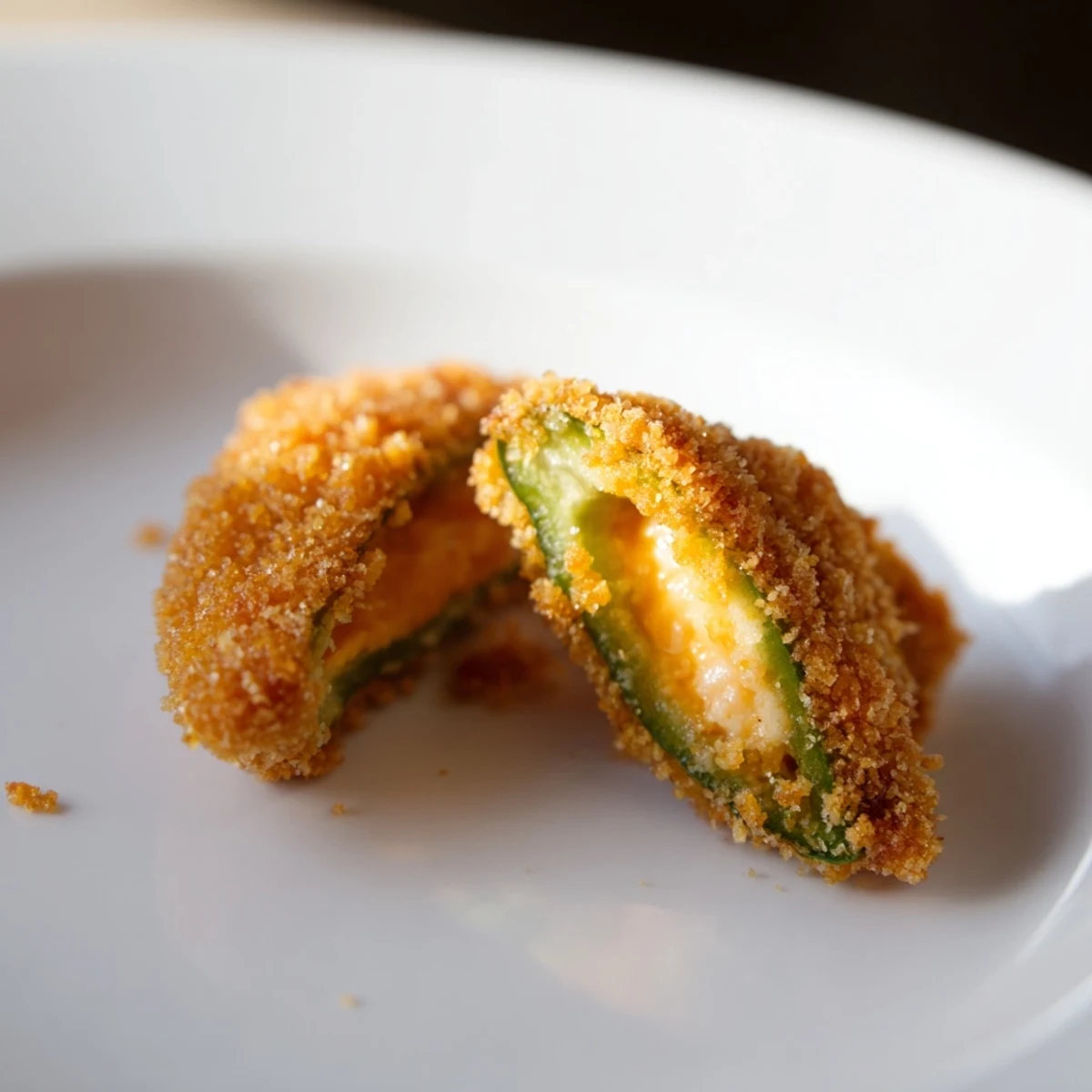 Freshly fried Spicy Jalapeño Poppers with Cream Cheese Filling stacked on a platter for parties.