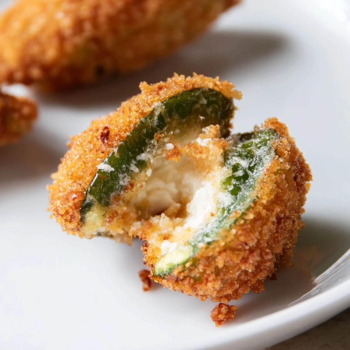 A close-up of baked Spicy Jalapeño Poppers with Cream Cheese Filling oozing melted cheese.