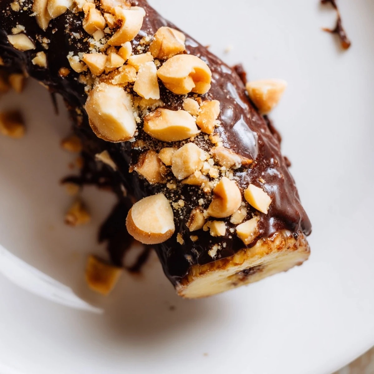 Chocolate Covered Banana Bites with Peanuts served on a chilled platter, ready to enjoy straight from the freezer.