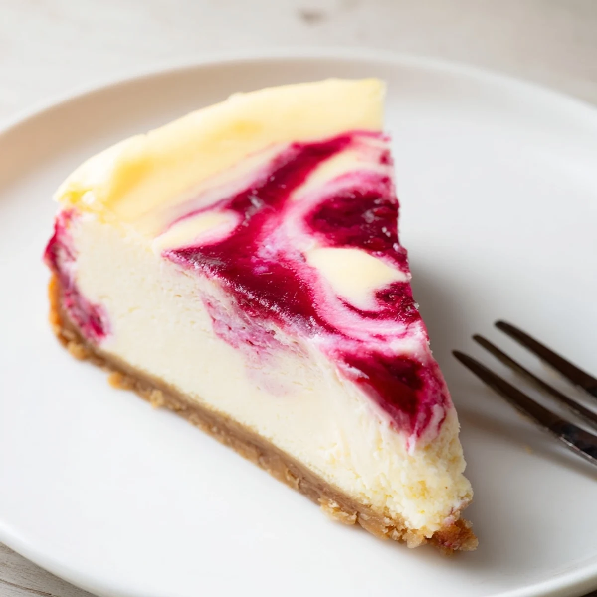 A single Lemon Raspberry Cheesecake Square topped with fresh raspberries and lemon zest, served beside a cup of coffee.