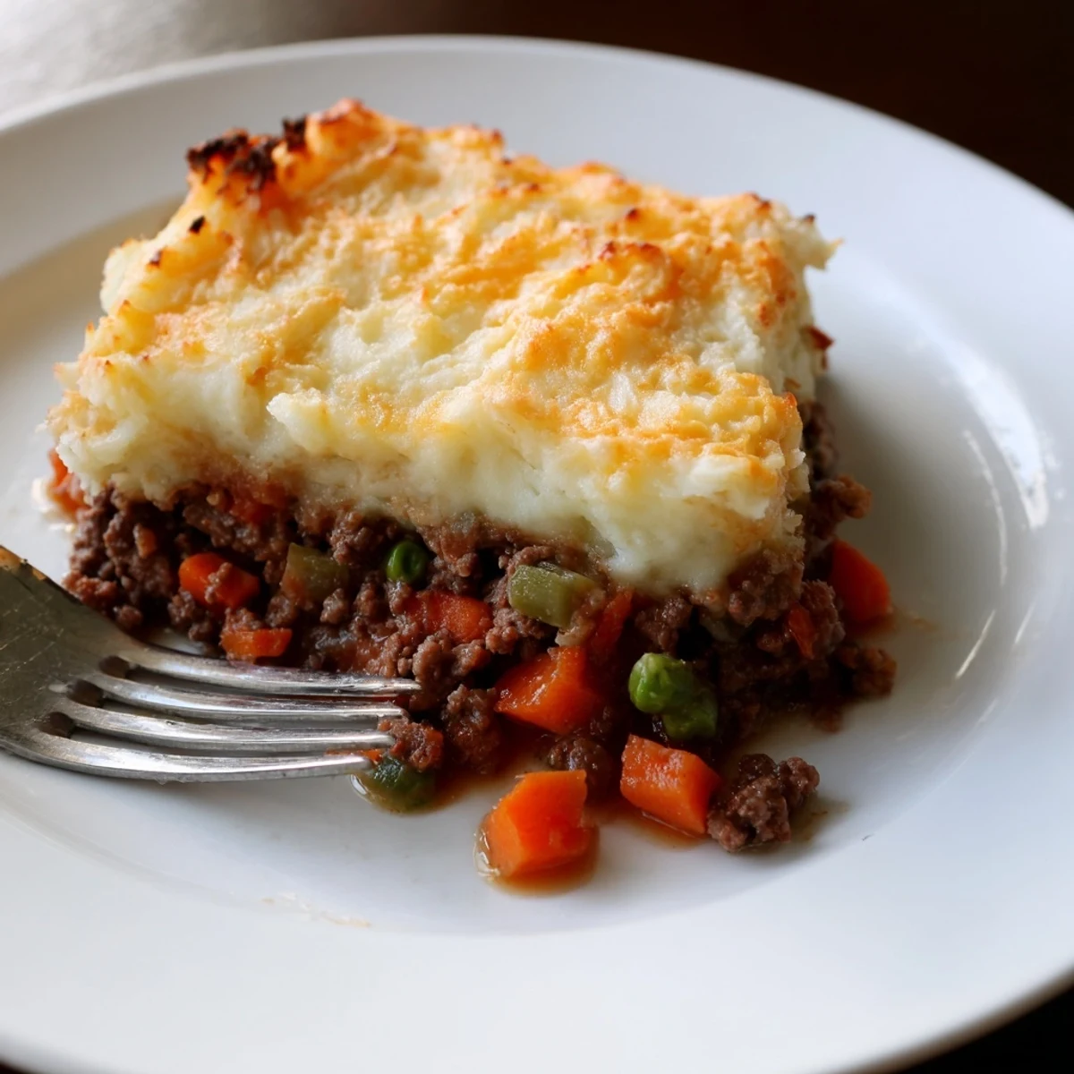 Comforting Beef Shepherds Pie with Cheddar Mash served hot, ready for a family dinner.
