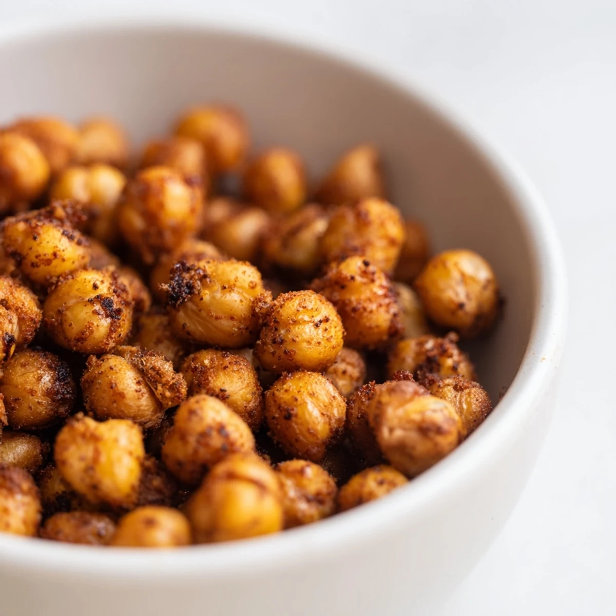 Freshly roasted Spicy Roasted Chickpeas with Cumin topped with chopped parsley and lime wedges.