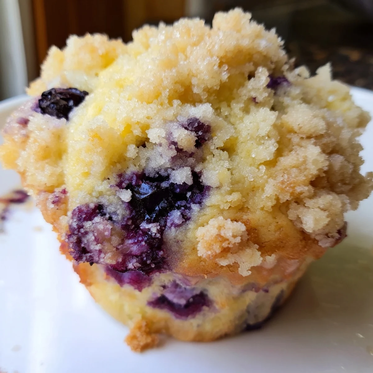 Close-up of a batch of warm Lemon Blueberry Muffins, ideal for serving with tea or coffee.