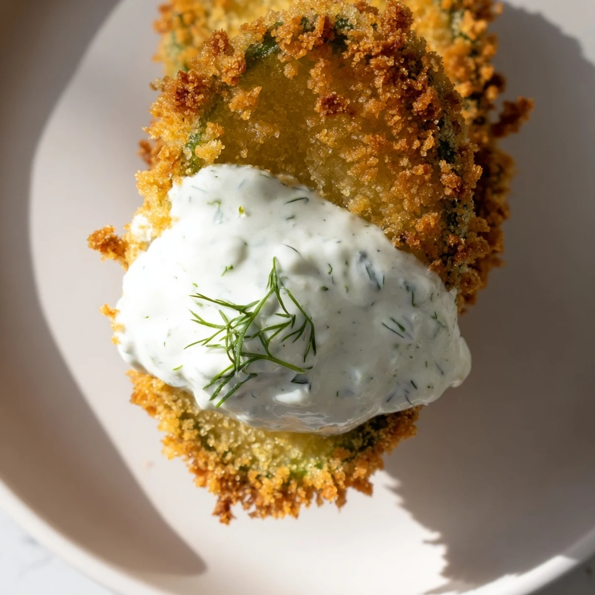 Crispy, golden-brown End Zone Fried Pickles with Ranch dip, served hot for a game day appetizer platter.