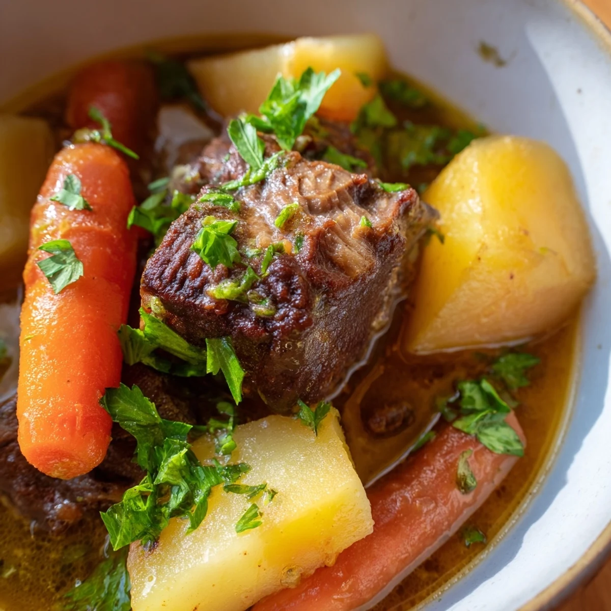 Steaming Traditional Irish Lamb Stew served with a slice of crusty Irish soda bread, perfect for a cozy meal.
