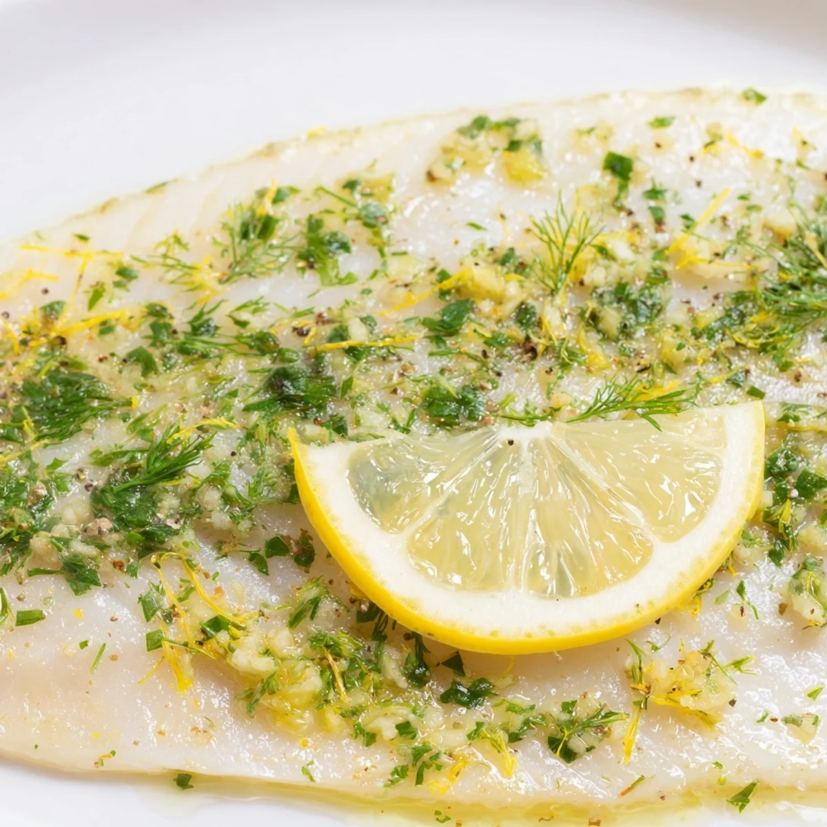 Golden-brown Baked Tilapia with Herbs, seasoned with garlic and lemon, flaking easily on a baking sheet.