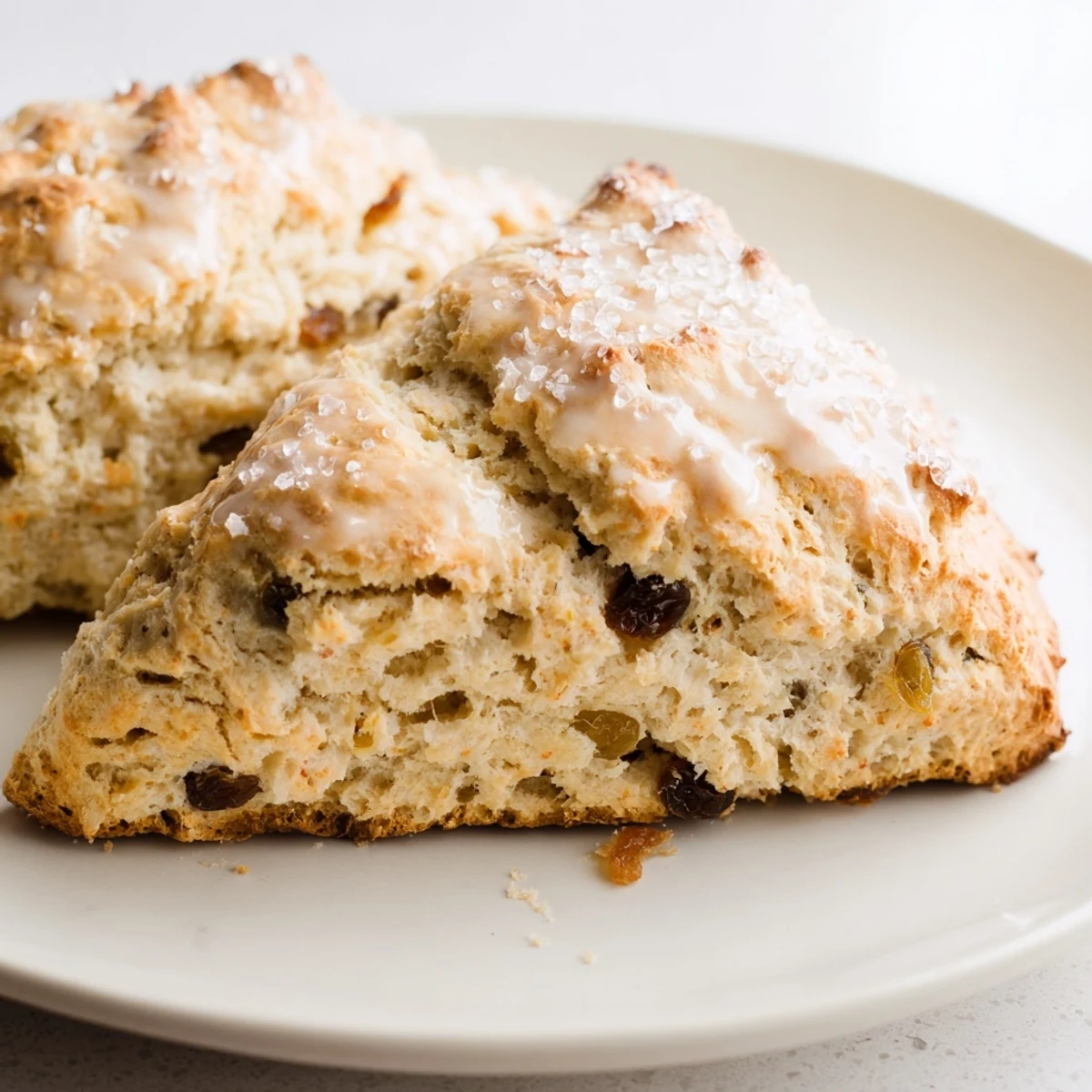 Warm Irish Soda Bread Scones served with butter and jam on a rustic plate, perfect for breakfast.