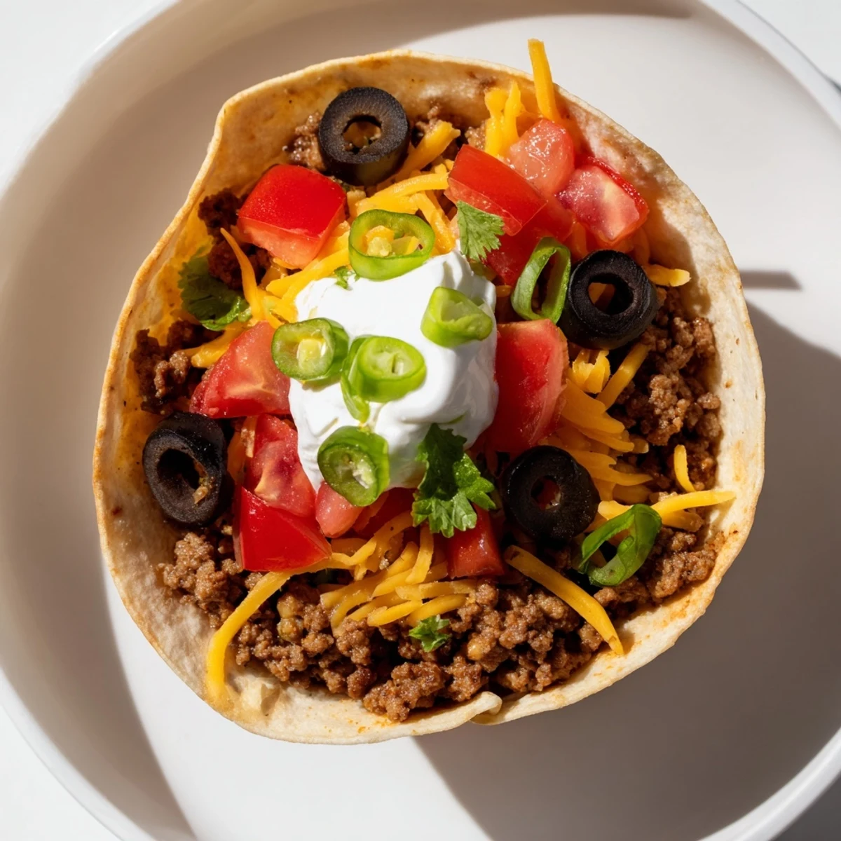 Golden-brown Touchdown Taco Cups fresh from the oven, overflowing with seasoned ground beef and melted cheddar.