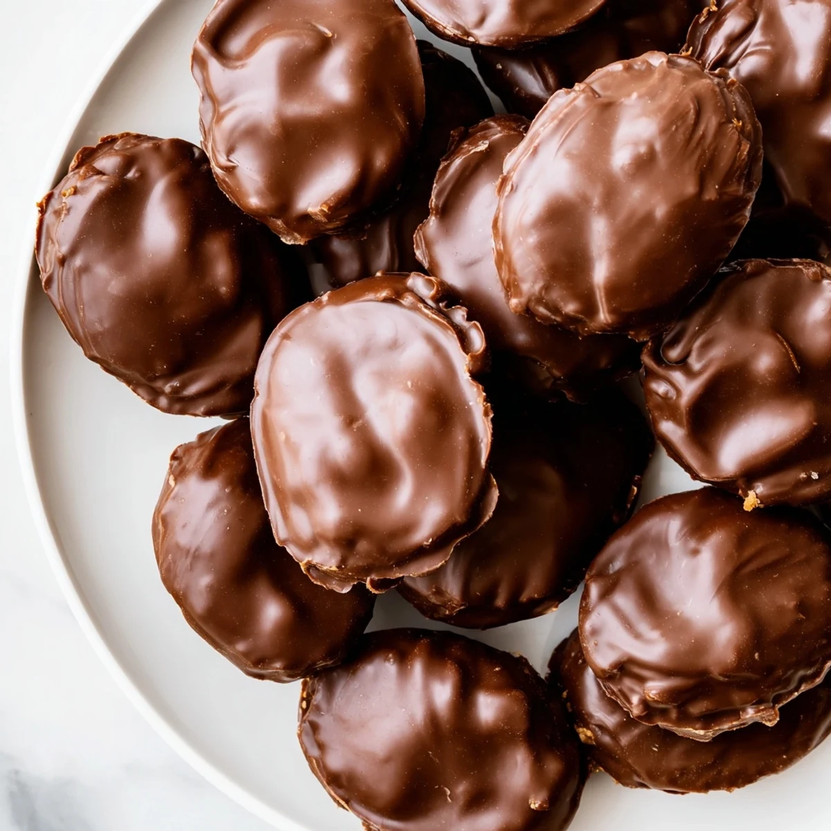 Homemade Chocolate Peanut Butter Eggs stacked on a plate, perfect for Easter dessert or a sweet snack.