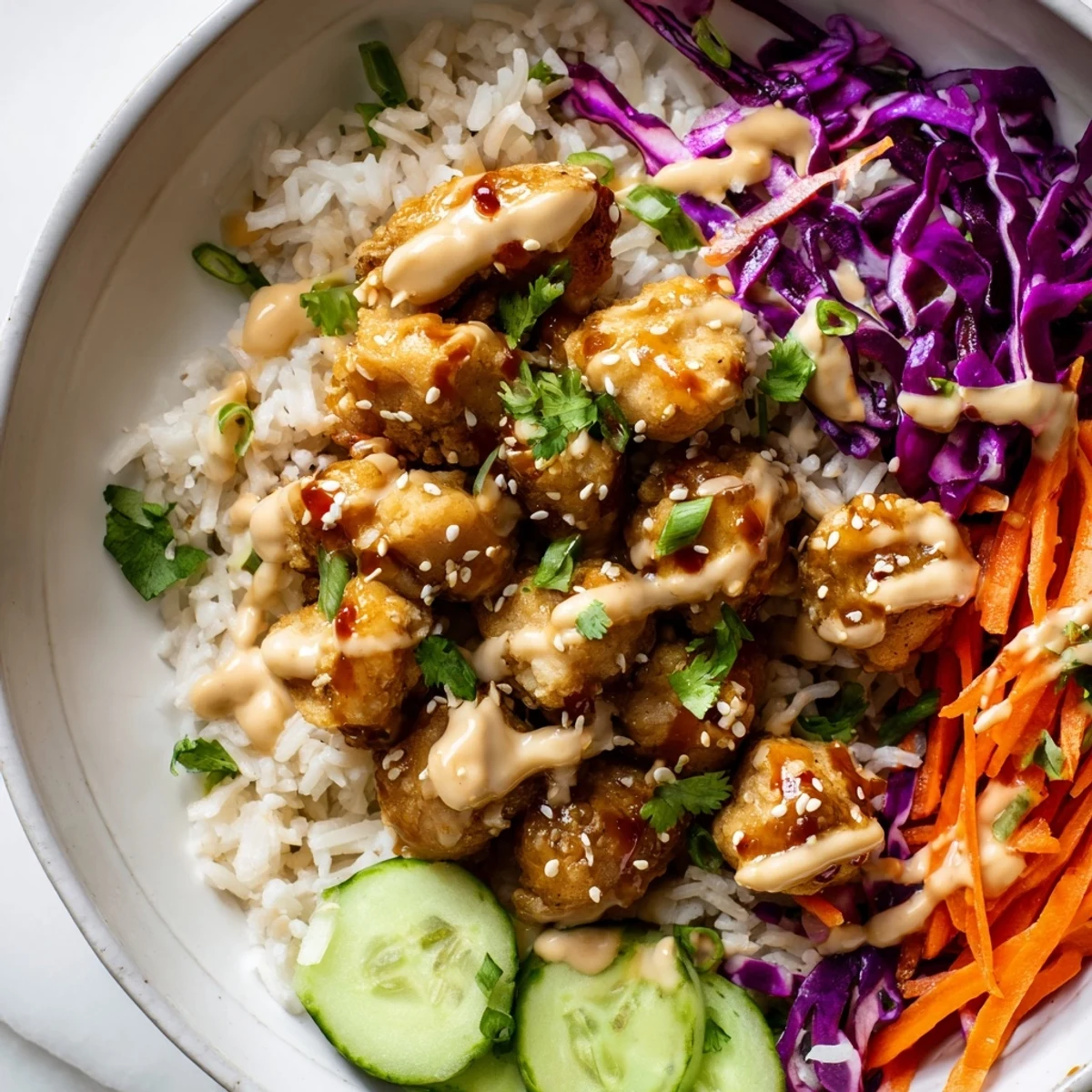Serving suggestion for Marry Me Sweet Chili Chicken Bowl with lime wedges, perfect for a dairy-free family dinner.