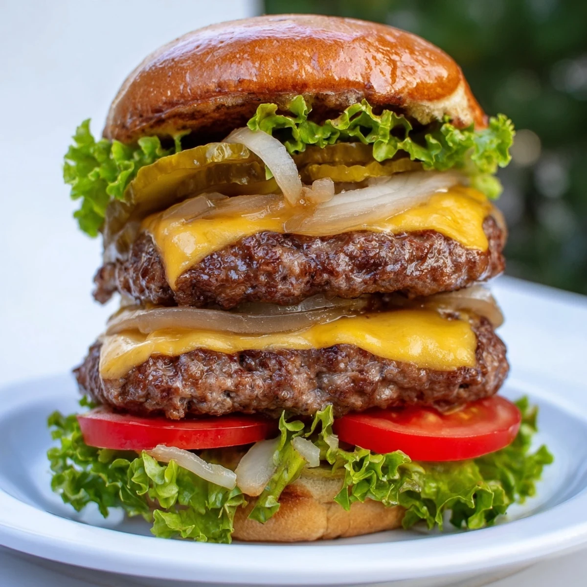 Double Flying Dutchman Burger featuring seasoned beef and American cheese, perfect for a low carb meal.