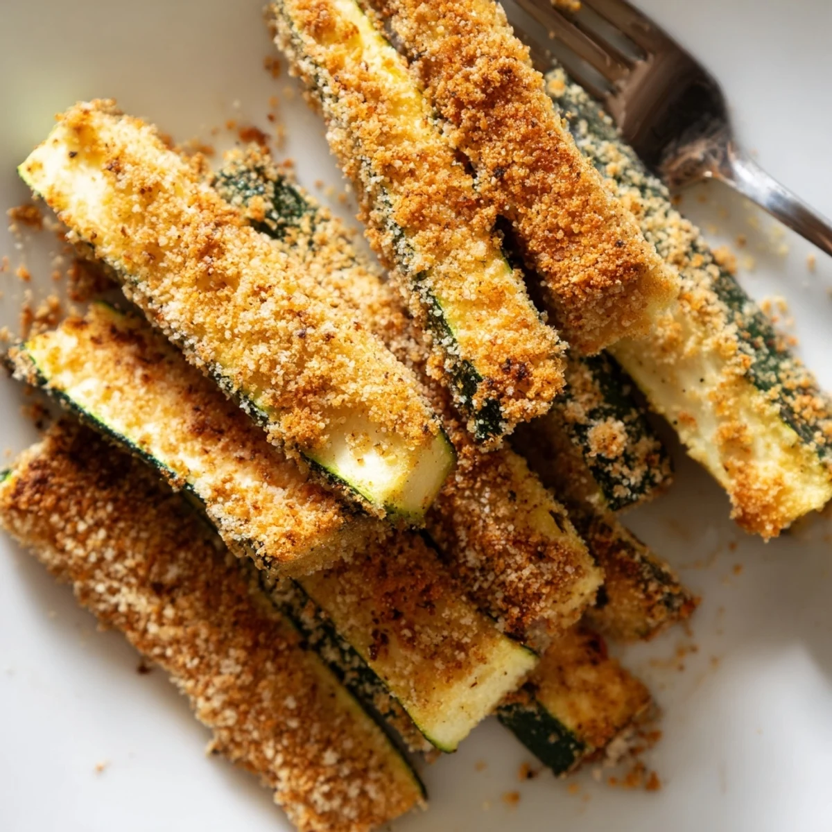 Freshly baked Keto Baked Parmesan Zucchini Fries arranged on a baking sheet, ready to be enjoyed as a delicious gluten-free snack or side.