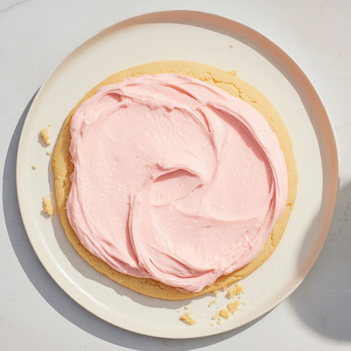 Freshly baked Giant Chilled Crumbl Sugar Cookies on a cooling rack, topped with vibrant pink frosting. 