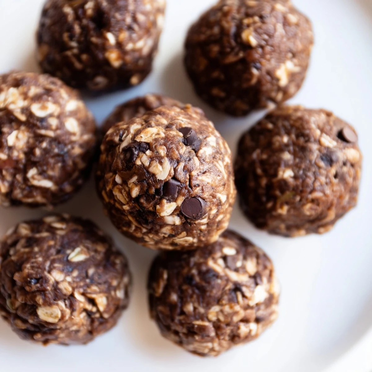 Rich chocolate peanut butter protein balls arranged on a marble serving board ready for healthy snacking