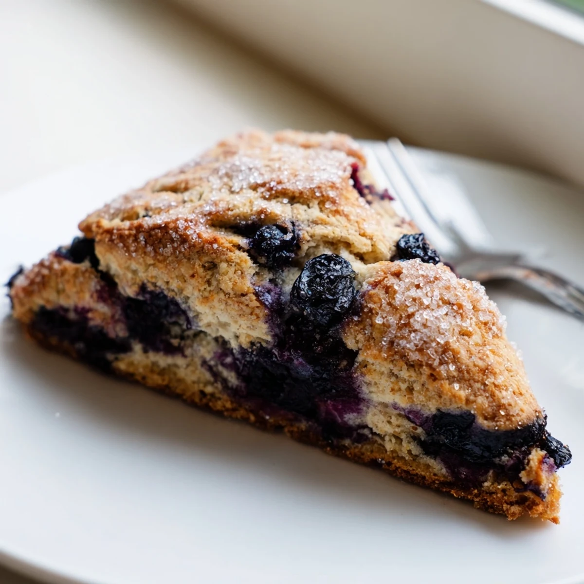 Tender freshly baked Vietnamese cinnamon blueberry scones brushed with cream and coarse sugar