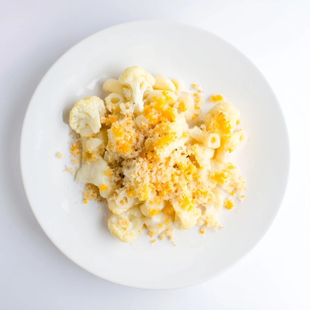 Oven-baked cauliflower mac and cheese featuring tender florets coated in melted cheddar sauce