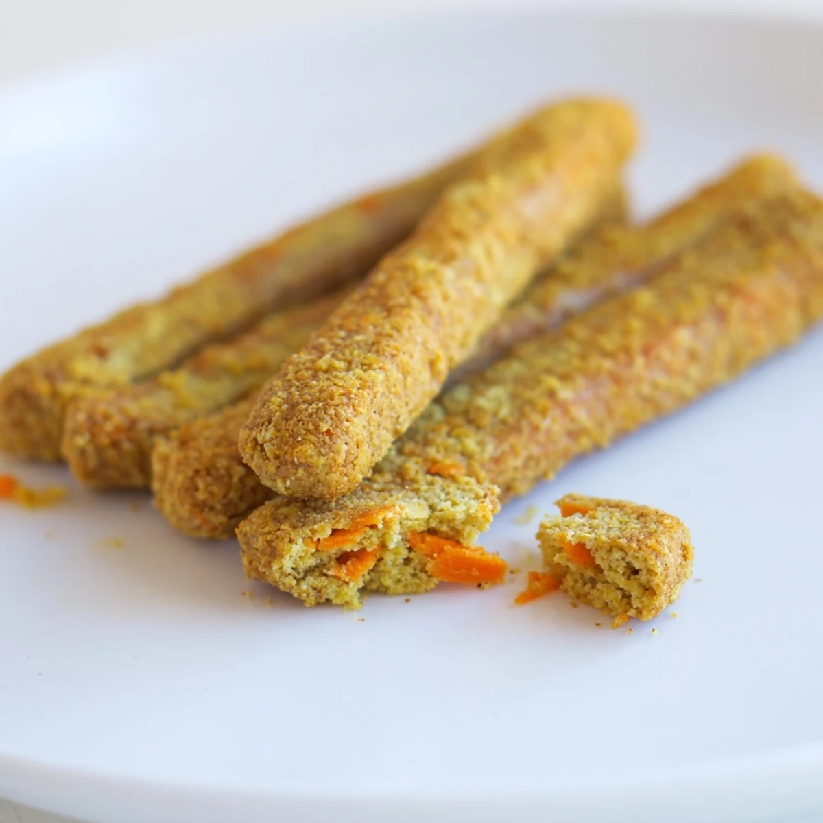 Crunchy apple carrot dog treats baked until firm and perfect for rewarding happy pups