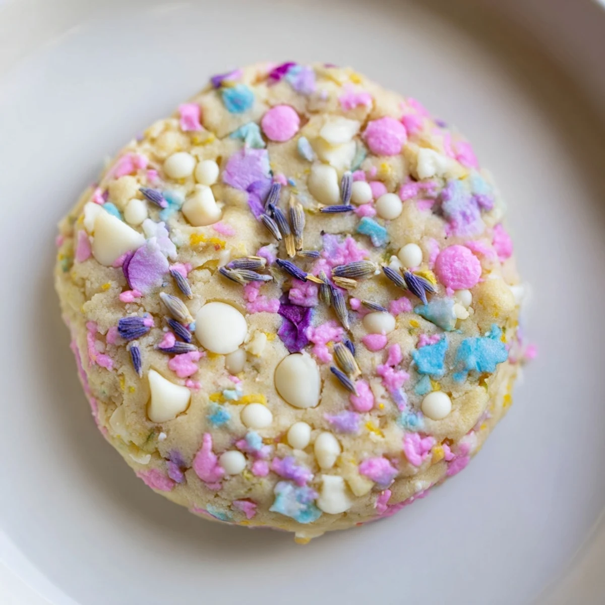 Soft Spring Blossom Cookies topped with pastel sprinkles on a rustic white serving plate