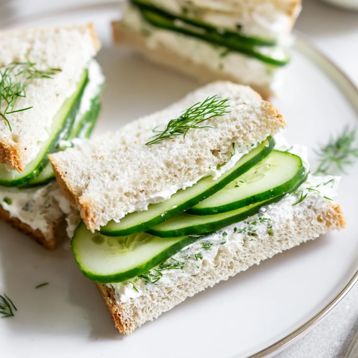 Refreshing Classic Cucumber Sandwiches on soft white bread, chilled and ready