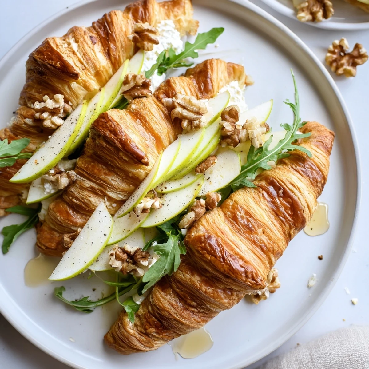 Toasted Apple Goat Cheese Croissant Sandwich topped with crisp walnuts for crunch