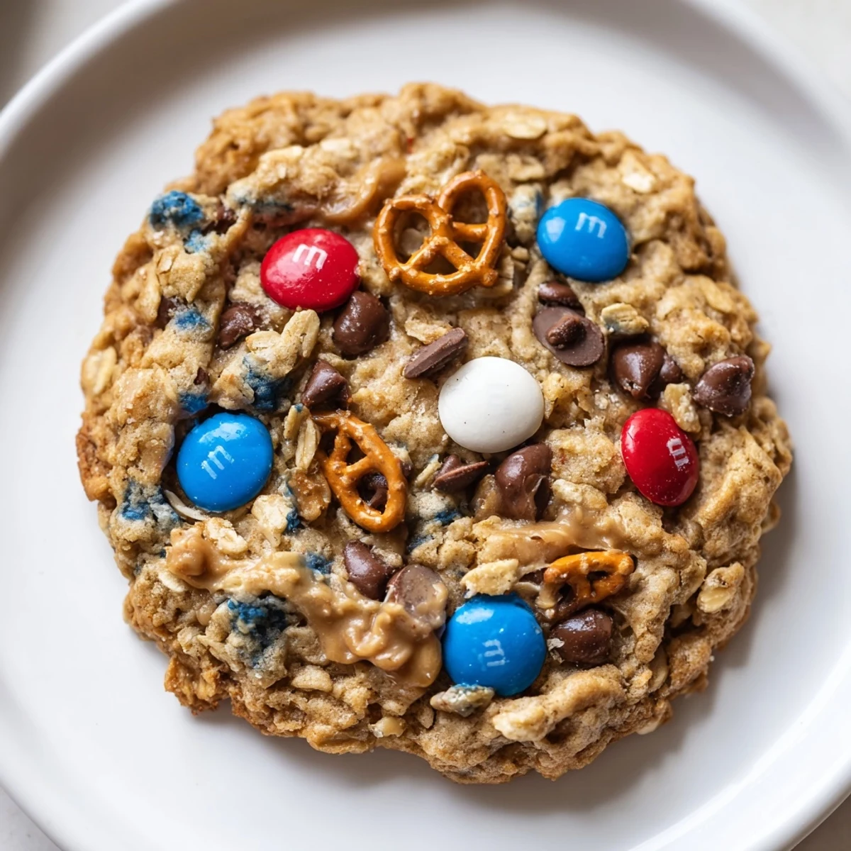 Homestyle Patriotic Monster Cookies Recipe with peanut butter aroma, ready for picnics