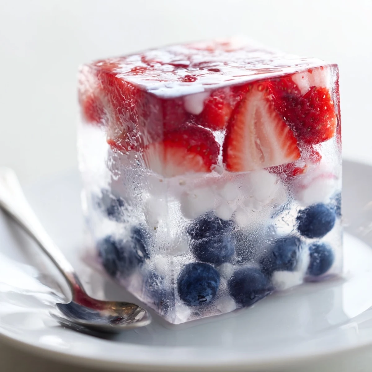 Red White And Blue Ice Cubes Recipe layered coconut and berries, festive for cocktails