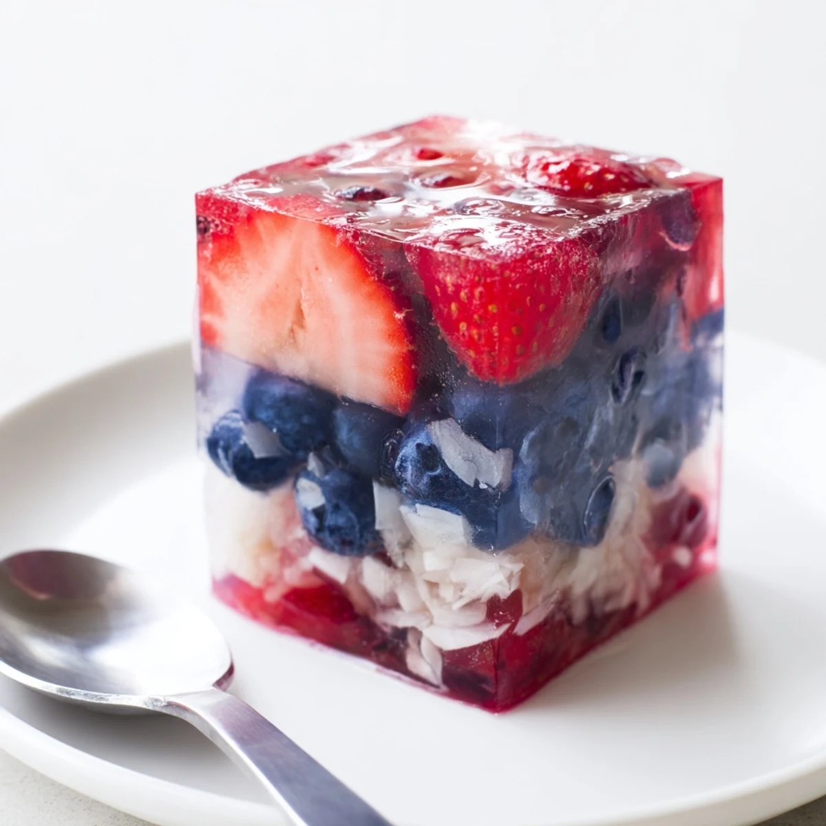Red White And Blue Ice Cubes Recipe frozen with fresh fruit, perfect for lemonade