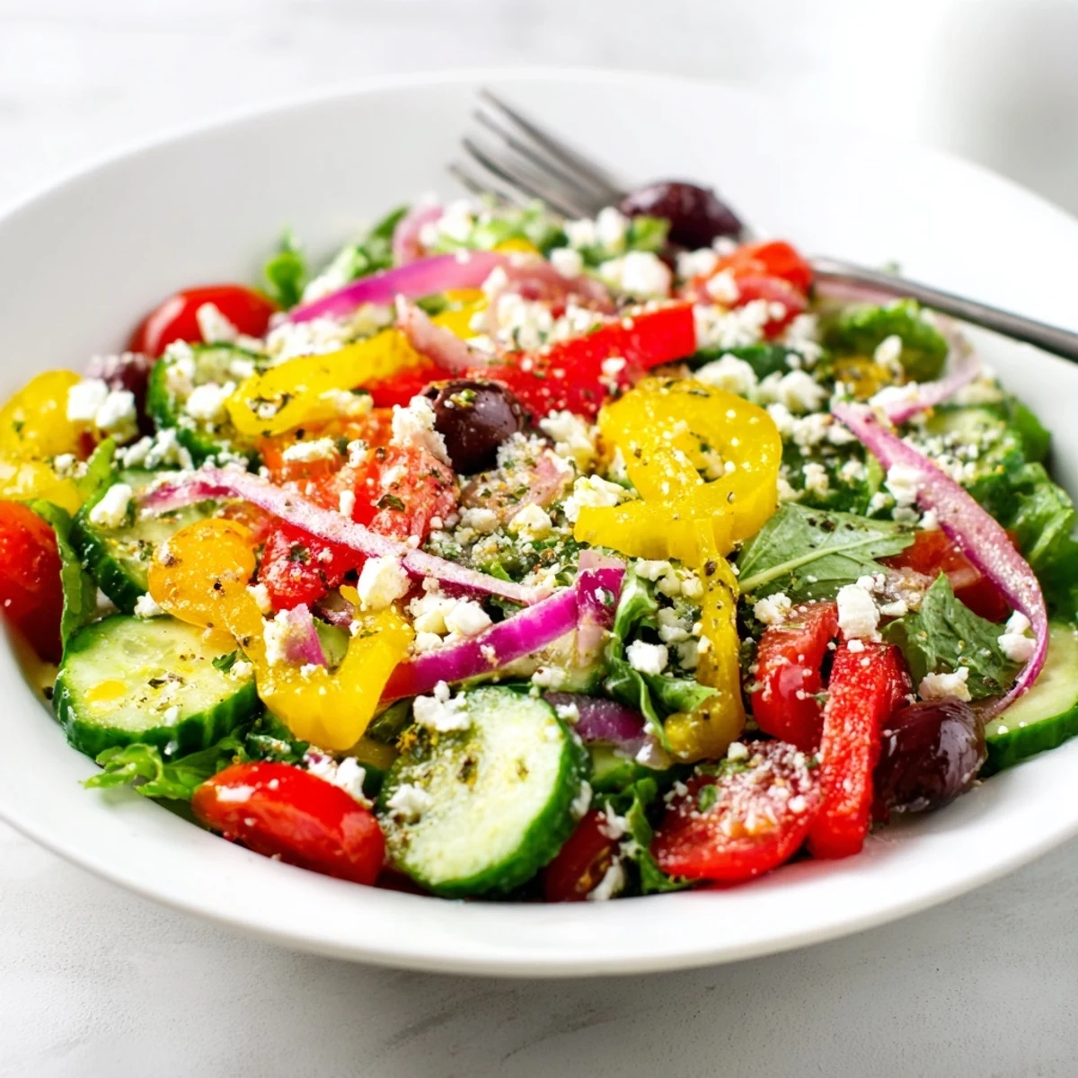 Fresh Salad Recipe with crisp mixed greens, halved tomatoes, zesty lemon dressing