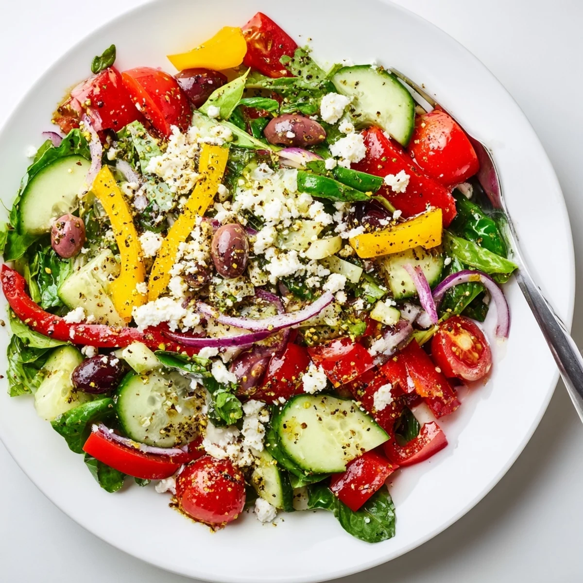 Easy Fresh Salad Recipe tossed gently in Dijon-honey vinaigrette, ideal summer side